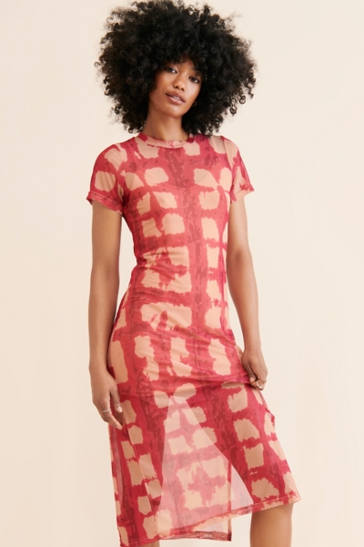 Abstract Printed Mesh Midi Dress | Nuuly