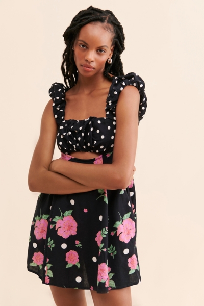 Mixed Print Bom Bom Mini Dress | Nuuly