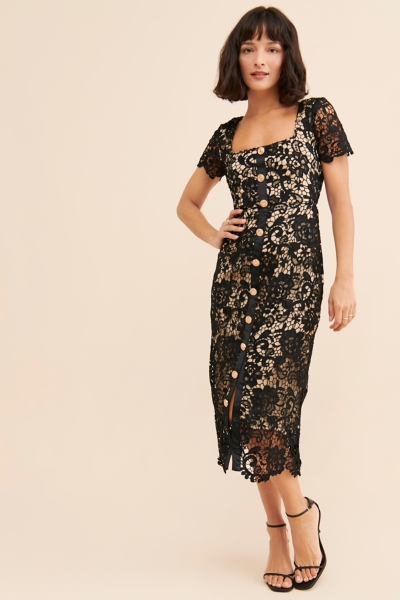 chinese dress ladies Liora Lace Midi Dress– Teuta Matoshi main image 1