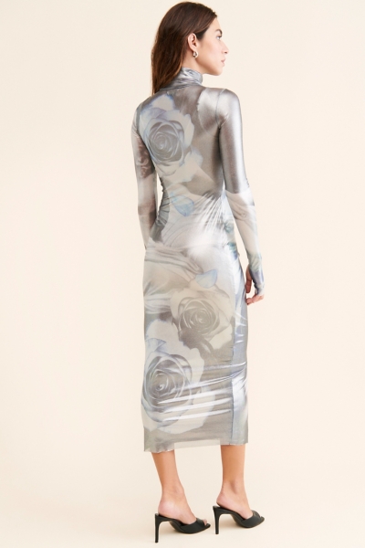 gray midi bodycon dress The Delilah Ribbed Midi Dress main image 1