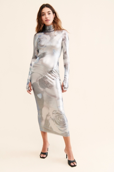 Shailene Foil Power Mesh Dress | Nuuly