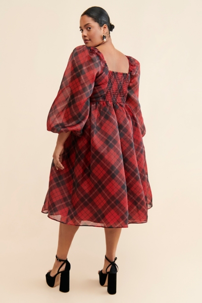 slim fit dress slacks Women's Purely Hers Sleeveless Plaid Mini Dress in Rust Plaid main image 1