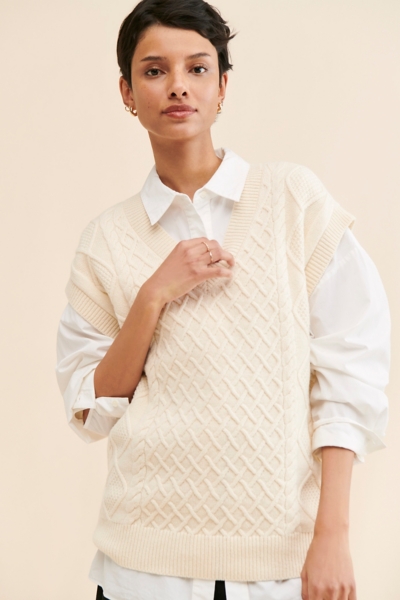 Cable Knit VNeck Sweater Vest Nuuly