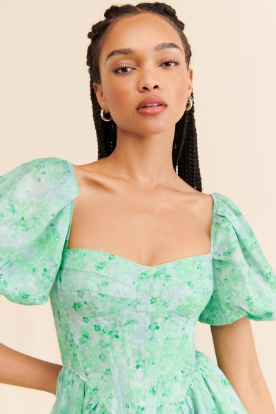 corset mini dress green Zeynep Tosun STRAPLESS CORSET MINI DRESS IN LIME main image 0