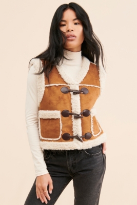 THEREDTHREAD S flip fur vest ブラウン THEREDTHREAD / ザレッドスレッド】S flip fur vest