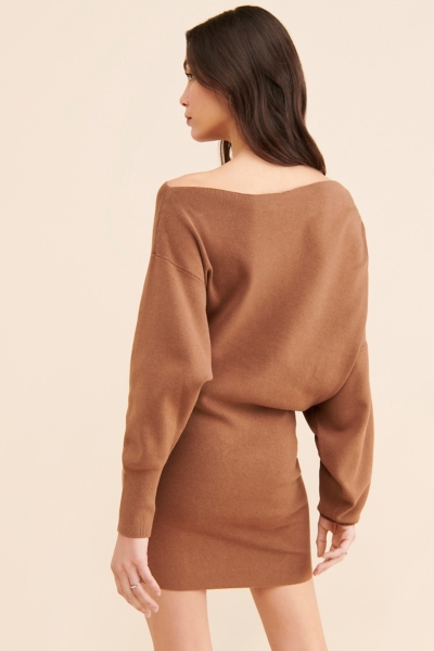 brown sweater mini dress Brown Cable Knit Dolman Sleeve Maternity Sweater Mini Dress main image 1