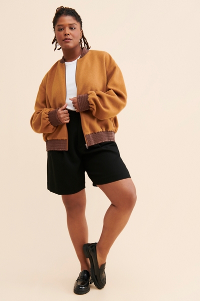 Vegan Leather Trim Bomber | Nuuly