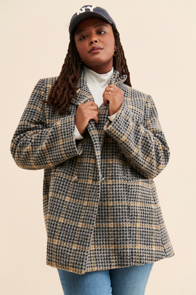 Plaid Printed Blazer Coat | Nuuly