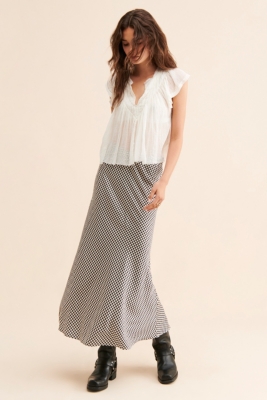 【COLOR iN ID】Spenny Check Unbalanced Skirt Gingham-Print A-Line Skirt Squared Green White | N21