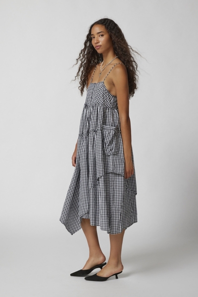 black and white gingham midi dress Black Gingham Spaghetti Strap Midi Dress - XLarge