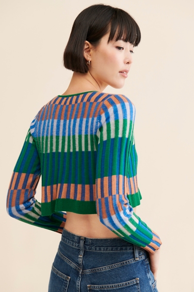 Colorblock Knit Cropped Cardigan | Nuuly