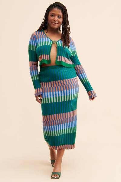 Colorblock Knit Cropped Cardigan | Nuuly