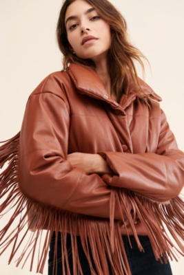 Vegan Leather Fringe Puffer | Nuuly