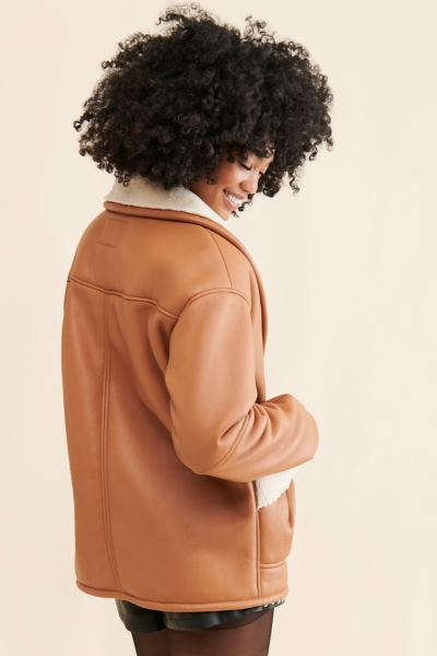 Vegan Leather Sherpa Lined Coat | Nuuly