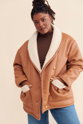 Sherpa Lining Sheepskin Sherpa Jacket Vegan Leather Sherpa Lined
