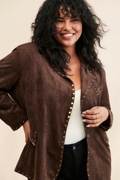 Studded Vegan Suede Blazer | Nuuly