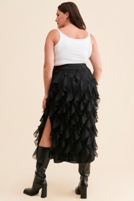 Plus size long ruffle skirt best sale