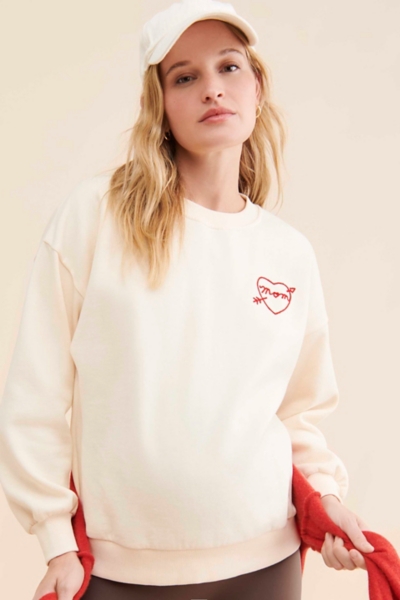 Pull Femme Motherhood Maternity – Taille M – Maille Ample Rose Et Blanc – Coeur