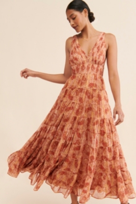 Floral Jacquard Tiered Maxi Dress | Nuuly Rent