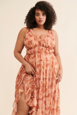 Floral Jacquard Tiered Maxi Dress