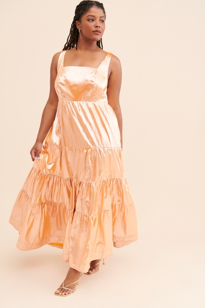 knee length dresses for ladies Shimmer Spell Maxi Dress Pink/Gold / M main image 1