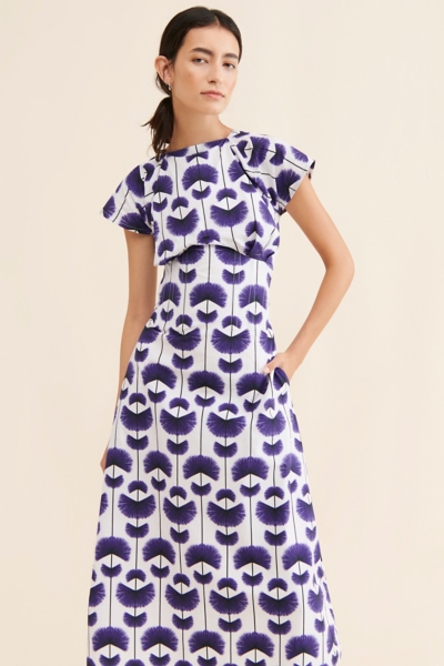 purple cap sleeve dress Printed Cap-Sleeve Dress