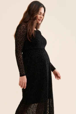 Maternity Long Sleeve Stretch Shine Maxi Dress