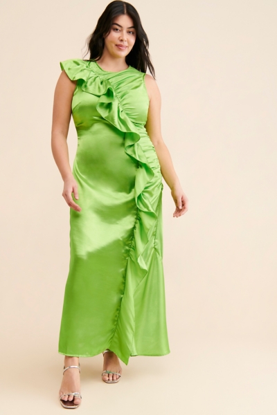 black formal midi dress Lavender Floral Satin Corset Dress main image 0