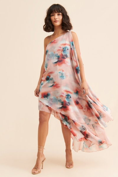let me be blurred floral asymmetrical dress Let Me Be