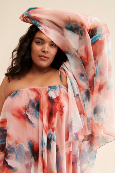 let me be blurred floral asymmetrical dress Blurred Floral Asymmetrical Dress