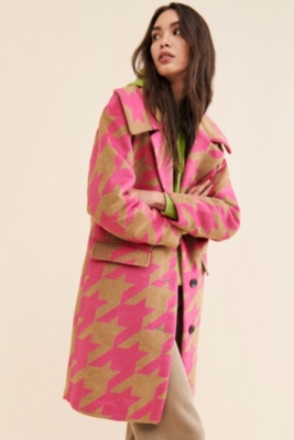 Oversized Houndstooth Printed Coat | Nuuly