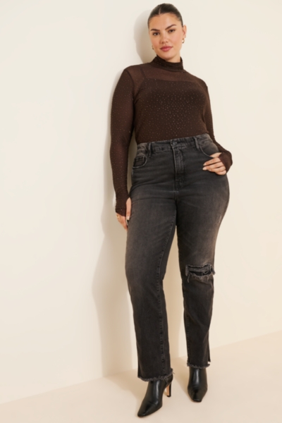 Zadie Rhinestone Mesh Top | Nuuly