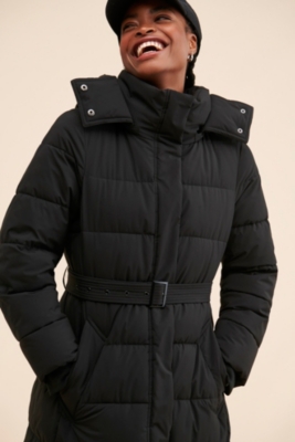 Hooded long puffer coat hot sale