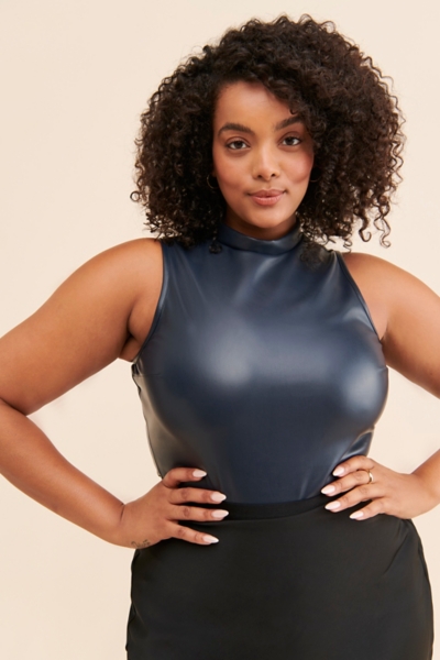 Turtleneck Vegan Leather Bodysuit | Nuuly