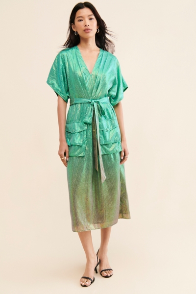 green ombre sequin dress Stella Draped Slinky Maxi Dress / Ombre Vintage Olive | MESHKI