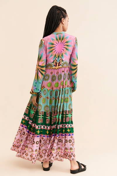 Mixed Print Button Front Maxi Dress | Nuuly
