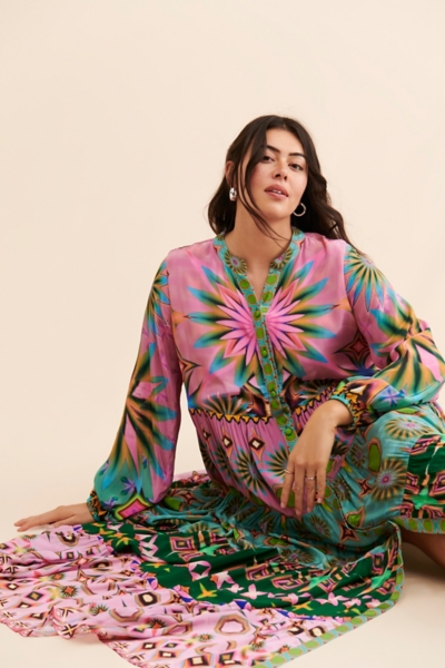 pastel long sleeve maxi dress Pastel Print Maxi Dress XLARGE