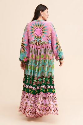 Mixed Print Button Front Maxi Dress | Nuuly