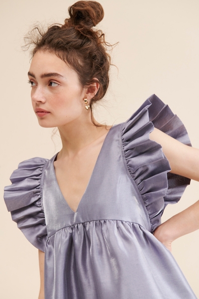 Metallic Babydoll Midi Dress | Nuuly