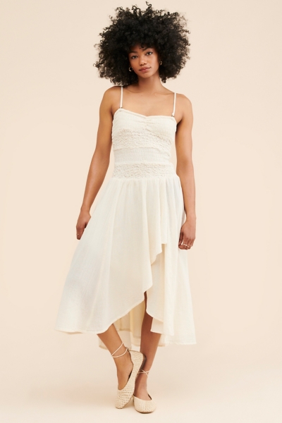 green emerald velvet dress Asymmetric Draped Chiffon Mini Dress (French Lace) S / Beige main image 0
