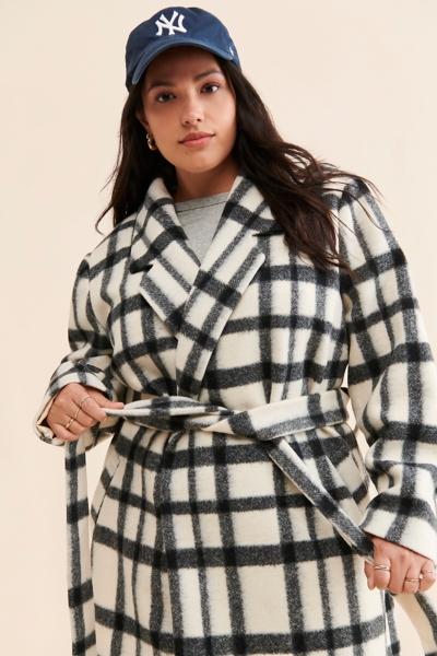 Plaid Tie-Front Overcoat | Nuuly