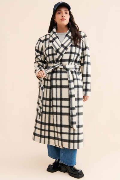 Plaid Tie-Front Overcoat | Nuuly