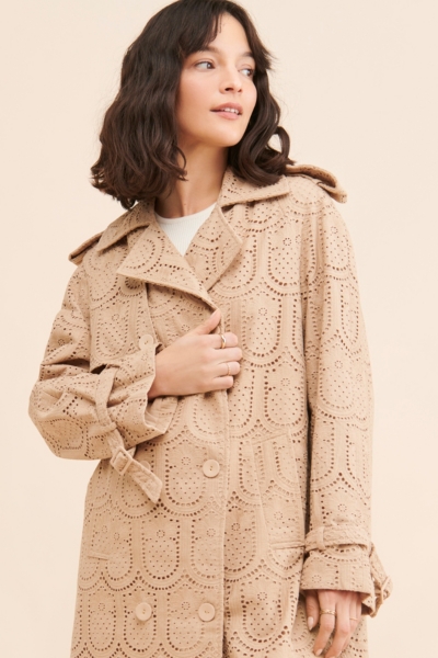 Pineapple Cotton Eyelet Trench Coat | Nuuly