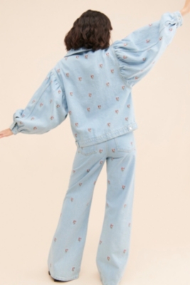 Rose Embroidery Denim Jacket | Nuuly