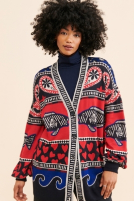 Navy Mixed Prints Knit Cardigan – FARM Rio