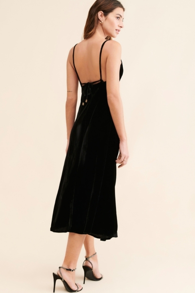 knee length dresses for ladies Navy Blue Embroidered Richelieu Midi Dress
