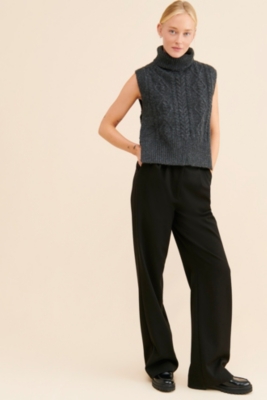 トップス louren turtleneck knit vest Floerns Women's Turtleneck Sleeveless Sweater Vest Rib Knit