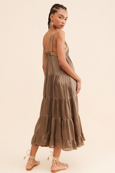 knee length dresses for ladies Isadora Satin Maxi Dress main image 0