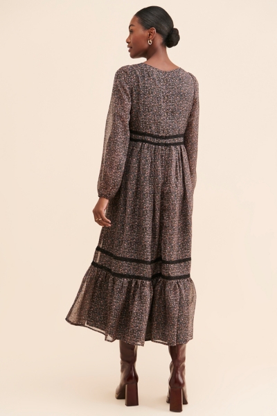 white flare midi dress Miss Circle Corinne Poplin Flared Maxi Dress with Removable Bow