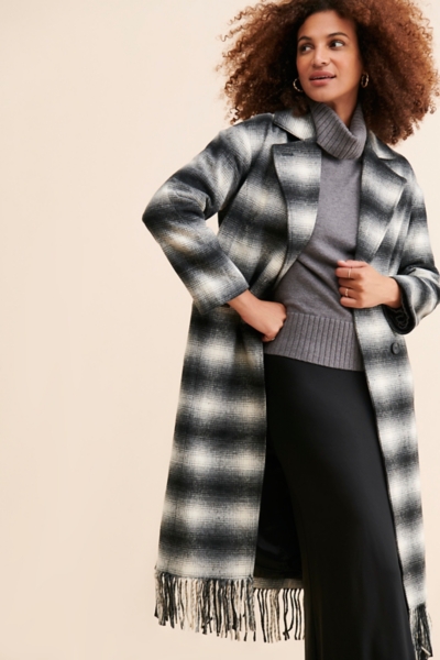 Plaid Fringe Hem Coat | Nuuly